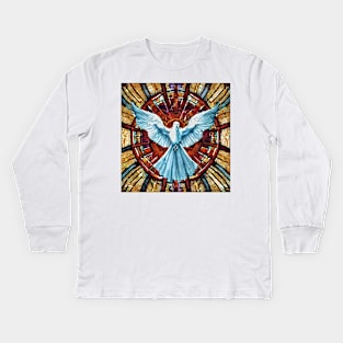stained glass window in a church Kids Long Sleeve T-Shirt